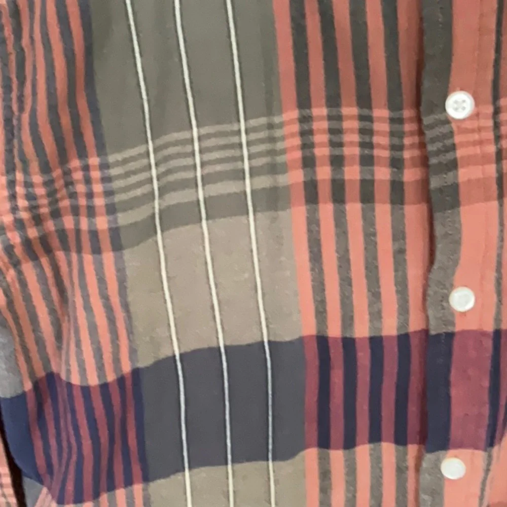 Banana Republic Untucked Slim Fit Cotton Plaid Shirt Size L Modern Rustic